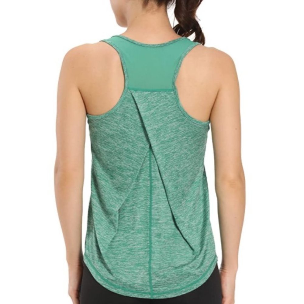 Women's Green Mesh Racerback Yoga Workout Top